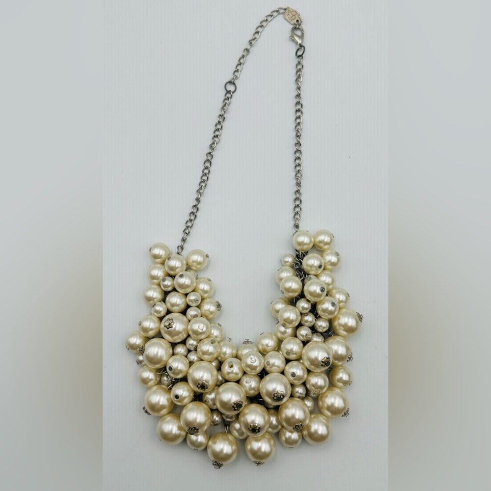 You & I Faux Pearl & Silver Tone Chunky Bib Statement Necklace